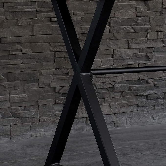 Computer Desk Contemporary Industrial Table for Home Office and Hallway, Black Wood Top with Metal Legs, Sturdy Hardwood Construction, 30" H x 47.2" W x 23.6" D, Some Assembly Required