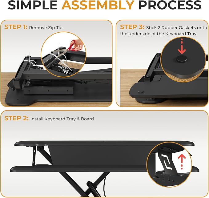 JOY worker Standing Desk Converter, 32" Height Adjustable Sit Stand Up Desk Riser with Keyboard Tray & 6 Fridge Magnets, Desktop Workstation Riser for Home Office Computer Laptop, Black