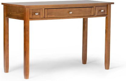SIMPLIHOME Warm Shaker Solid Wood 48 inch Home Office Desk and 20 inch Rectangle End Side Table in Light Golden Brown