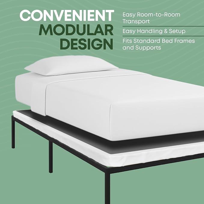 Greaton, 2.5” Twin XL Box Spring for Twin XL Size Bed – Amish-Made in the USA – Solid Wood Mattress Foundation with Stable & Quiet Support – Flat-Packed & Easy Assembly – White