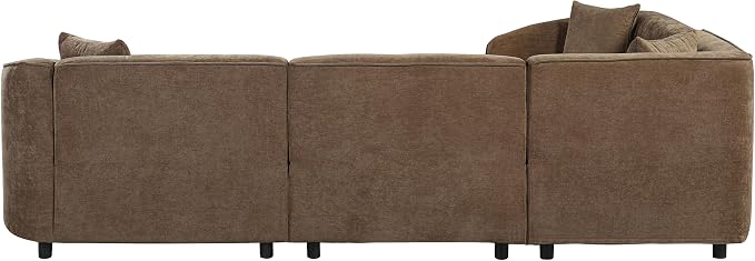 Merax 104" L-Shaped Curved Sofa, Comfy Upholstered Sectional Couch with Extra Deep Seats, Boucle Sofa for Living Room Apartment Office, Brown