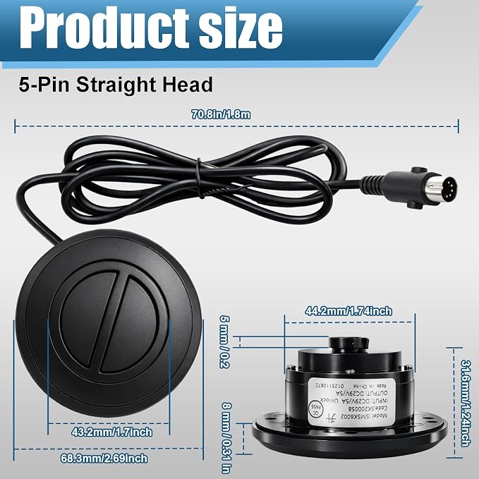 Power Recliner Switch with Two Button Five Pin Plug for Electric Sofa Lift Chair,Round Hand Control Handset Lift Chair Remote Replacement Straight Plug 1.8m / 6ft Power Cord