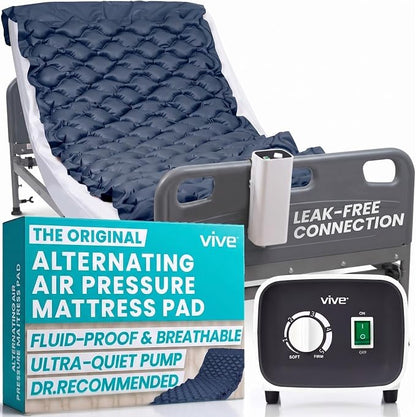 Vive Alternating Air Pressure Mattress Pad - The Original Bed Sore Prevention Solution - Hospital Topper for Bedridden Patients - Includes Waterproof, Breathable Ulcer Cushion & Whisper Quiet Pump