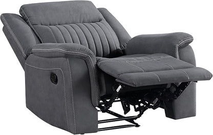 Lexicon Manual Recliner Chair, Polished Microfiber Reclining Sofa Chair, Home Theater Seating, Wall Hugger Manual Recliner for Living Room/Office/Apartment, Gray