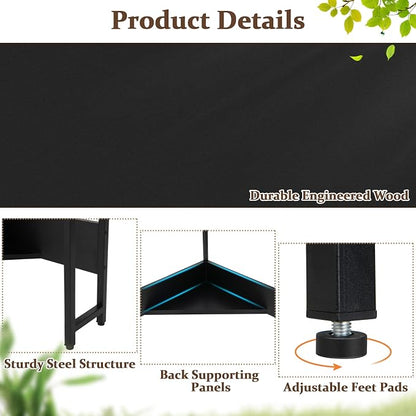 Corner Desk with Charging Station & USB Port, 90-Degree Triangle Computer Workstation w/Storage Shelf, Metal Frame, Space-Saving Laptop PC Desk for Small Space, Home Office (Black)