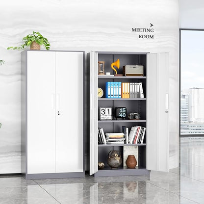 Bonusall 72" Metal Garage Storage Cabinet, 2 Locking Doors & 4 Adjustable Shelves Tall Storage, Heavy Duty Steel Tool Cabinet for Home, Office