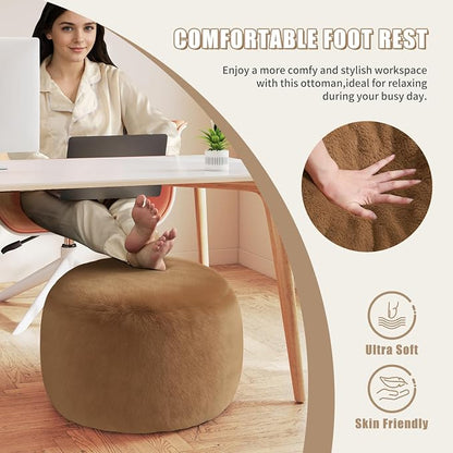 Gericco Round Stuffed Pouf Ottoman for Foot Rest, A Round Modern Foam Filled Poufs, Floor Chair for Living Room, Nursery, Dorm, A Soft Modern Foot Stool Perfect to Rest Your Feet (Orange, 20Inch)
