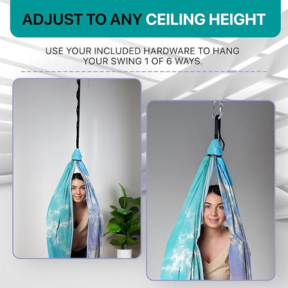 Indoor Sensory Swing for Kids or Outdoor – Holds 300lbs, Double-Layer, & 360° Swivel, Calming Compression Therapy Swing Hammock for Kids & Adults with All Hardware – Sensory-Motor Toys & Gifts