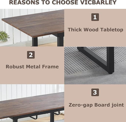 Extendable Dining Table for 4-8 People,70.86''Modern Space-Saving Kitchen Table with Metal Legs,Rectangle Folding Conference Meeting Table for Living Meeting Room Kitchen,Walnut
