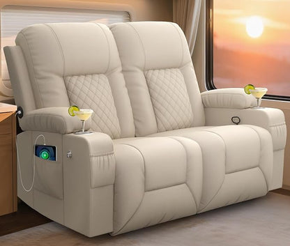 YONISEE Loveseat Recliner, Loveseat Recliner Sofa with Storage, Recliner Chair with USB Ports, 2 Cell Phone Holders, Cup Holder, Loveseat Couch for Living Room Home Theater Seating