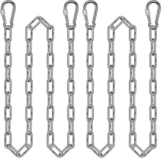 BeneLabel 2Pcs 100" (8.3ft) Swing Chain with Hooks 304 Stainless Steel Porch Swing Chains 1000 LBs Capacity Hanging Chains for Hammock Chairs, Swingset, Tree Swing, Hanging Chair, Heavy Bags