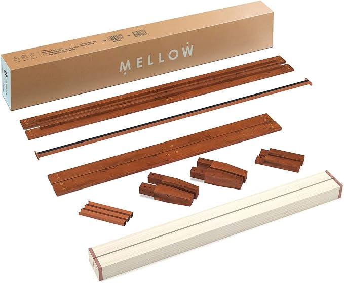 Mellow Naturalista Classic 16 Inch Solid Wood Platform Bed with Wooden Slats, Cherry, King