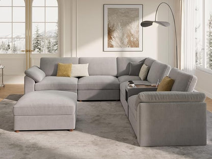 EASE MOOSE Oversized Sectional Modular Sofa, Extra Large v Shape Sectional Couch Wide Deep Seat Modular Cloud Couch,Removable Cover,Grey Couch