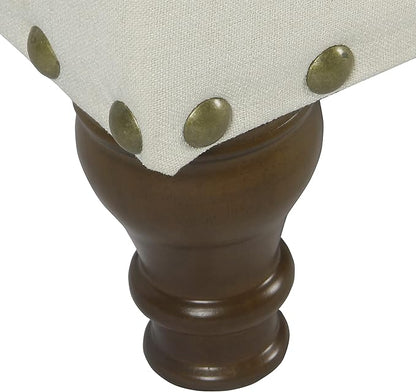 HomePop Large Storage Bench with Nailhead Trim - Cream