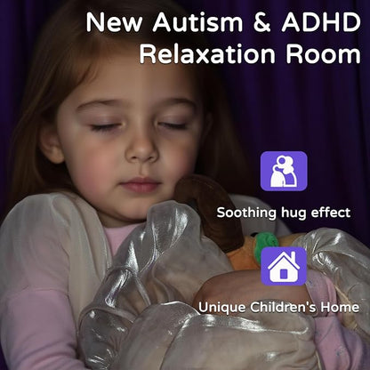 Sensory Swing for Kids and Adults Indoor & Outdoor Double Layer Therapy Cuddle Holds up to 300lbs Adjustable Hammock Chair with 360° Swivel Hanger Kit Effect for Aspergers Autism ADHD(Galaxy Purple)