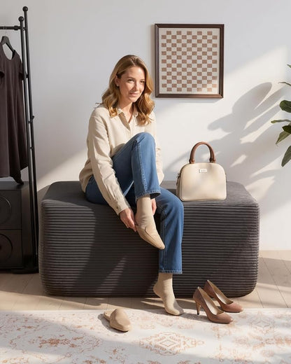 37" Plush Boneless Ottoman, Upholstered Cloud Footrest for Boneless Couch in a Box,Oversize Poufs for Living Room & Bedroom Sofa Ottoman,Comfy Seating with Dense Foam, Grey (Corduroy Fabric)