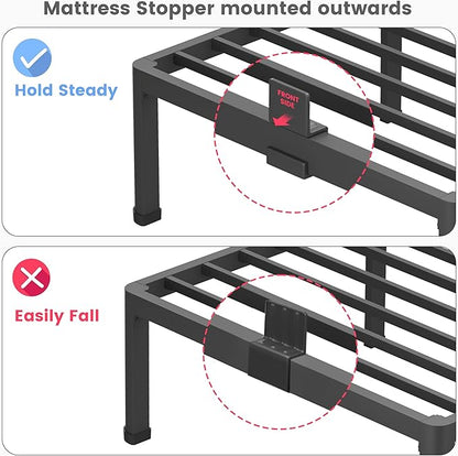 Superay 10 Inch Full Size Metal Platform Bed Frame with Round Corners, Storage Space Under High Bed Frame-Heavy Duty Steel Slats Support, Noise Free - Easy Assembly - No Box Spring Needed