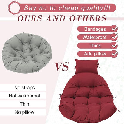 Tudomro Brick Red Waterproof Egg Chair Cushion with Pillow Filling 2.58 kg Replacement Rocking Wicker Chair Cushion 48" x 32" High Back Hanging Swing Hammock Pad Thicken for Outdoor Patio Garden