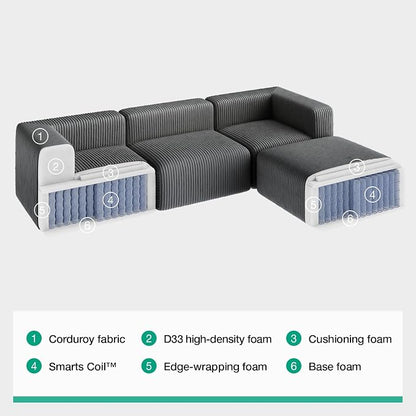 Novilla 141" Modular Sectional Sofa, Modern Cloud Sectional Couch with Smarts Coil® Support, U-Shape Upholstered Boneless Couch for Living Room Apartments, No Assembly Required, Dark Gray (6 Seat)