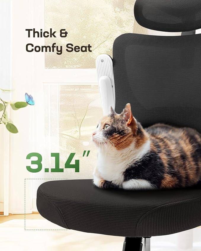 Marsail Ergonomic Office Chair with 3D Armrests, Pack of 3 | Office Desk Chair with High Back Mesh, Adjustable Lumbar Support, Rolling Work Swivel Task Chairs with Wheel, Headrest, home