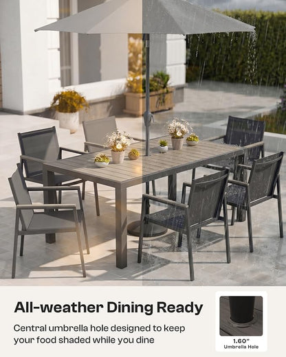 Outdoor Dining Set for 4, Aluminum Patio Table and Chairs Set, 5-Piece All Weather Patio Dining Furniture Set with Umbrella Hole for Backyard, Deck, Poolside (Charcoal)