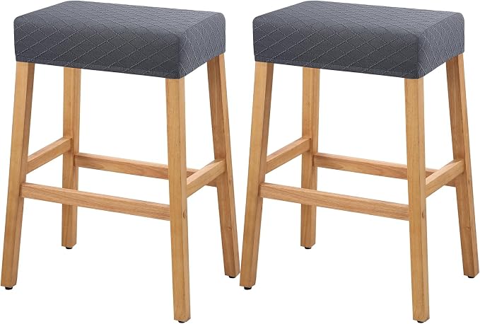 YISUN Stool Covers Rectangle - 2 Pack Stretch Waterproof Saddle Seat Cover Counter Bar Stools Bar Chairs Covers Kitchen Island Chairs Cushion Protector