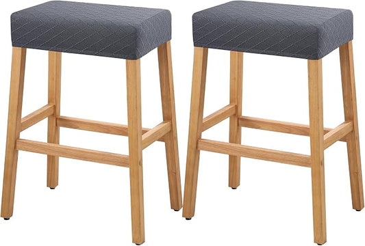 YISUN Stool Covers Rectangle - 2 Pack Stretch Waterproof Saddle Seat Cover Counter Bar Stools Bar Chairs Covers Kitchen Island Chairs Cushion Protector