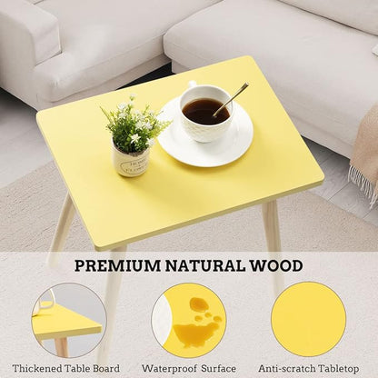 FORAOFUR Side Table, Small End Table Accent Living Room Bedroom Balcony Office, Modern Bedside Home Decor, Easy Assembly, (Yellow, 15.75D x 11.8W 16.54H in) | Yellow wood, modern rectangular, fits living/bedroom/balcony, compact, versatile, sturdy nigh...