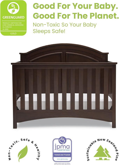 Delta Children Perry 6-in-1 Convertible Crib - Greenguard Gold Certified, Walnut Espresso