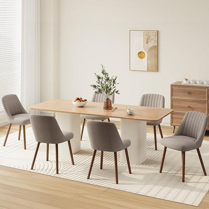 MALOL Upholstered Dining Chairs Set of 4, Modern Fabric Kitchen Chairs with Back, Wood Legs for Kitchen Dining Room Restaurant, Taupe