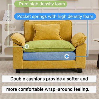 Oprisen Modular Sectional Sofa, Comfy Cloud Couch, Chenille Sofa Sleeper with Deep Seat and Throw Pillows for Living Room (Yellow, 53" - Single Seat)