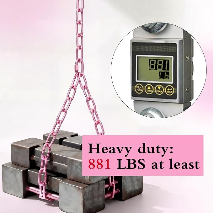 Heavy Duty Porch Swing Hanging Chain Kit (2 Pack) 1500 Lbs Capacity, Up to 7.1ft Length- Rustproof Zinc-Plated, 4 Quick Links & 2 Y-Chain Assemblies, Indoor/Outdoor Hanging Hardware(Pink)