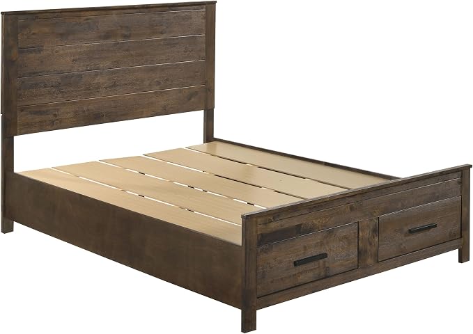 Coaster Home Furnishings Woodmont Farmhouse 5-Piece Bedroom Set Queen Size Storage Panel Bed Frame 54-inch Headboard Rustic Golden Brown 222631Q-S5