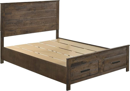 Coaster Home Furnishings Woodmont Farmhouse 5-Piece Bedroom Set Queen Size Storage Panel Bed Frame 54-inch Headboard Rustic Golden Brown 222631Q-S5