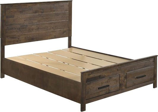 Coaster Home Furnishings Woodmont Farmhouse 5-Piece Bedroom Set Queen Size Storage Panel Bed Frame 54-inch Headboard Rustic Golden Brown 222631Q-S5