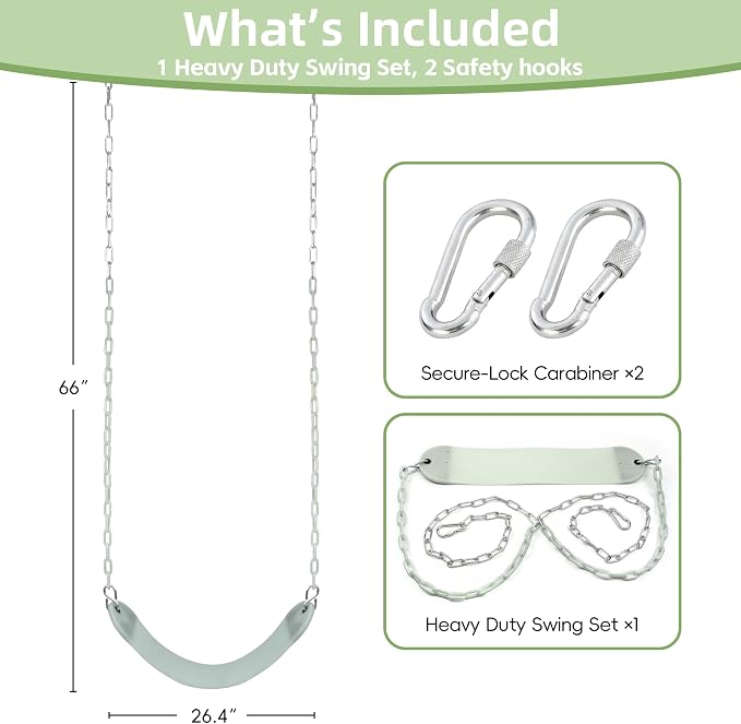 Heavy Duty 66‘’ Chain Plastic Coated Swing Seat Replacement Swing Set Accessories Outdoor Glow in The Dark