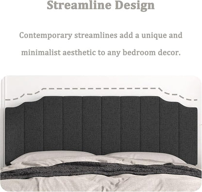 Befurtori King Size Headboard Only, Linen Wall Mounted Headboard King for Adjustable Bed Modern Upholstered Head Board Easy Assembly, Dark Gray