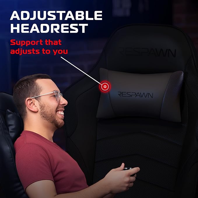 Respawn 900 Console Gaming Recliner with Footrest and Lumbar Support - Comfortable Ergonomic Gaming Chair with Headrest, No Wheels, Reclining, Heavy Duty, Racing Style Video Game Chairs - Black
