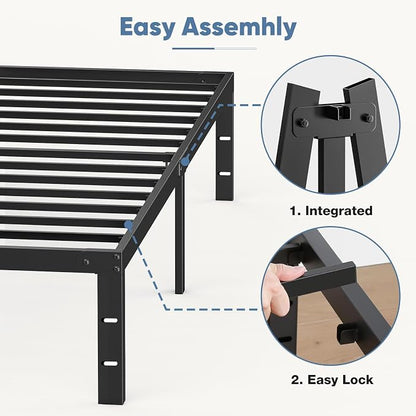 DUMOS Twin Size 12 Inch Bed Frame - Metal Platform Bed Frame Mattress Foundation with Steel Slat Support, No Box Spring Needed, Storage Space Under Base, Easy Assembly, Black