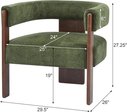 Christopher Knight Home Nettie Modern Accent Chair for Living Room, Velvet Fabric Single Lounge Sofa Chair with Wooden Frame, Comfy Reading Chair for Bedroom, Lounge Armchair with Cushion, Olive Green