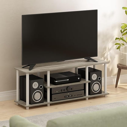 Furinno Turn-N-Tube No Tools 3D 3-Tier Entertainment TV Stand up to 50 inch TV, Round Tubes, Oak