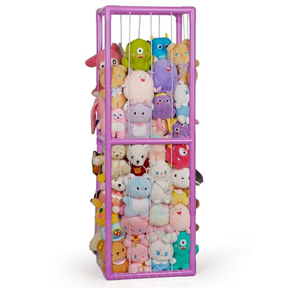 Stuffed Animal Storage Zoo Holder Space Save, PVC Stuffed Animal Organizer | Vertical Plush Toy Organizer with Elastic Band and Net, Large Capacity Stuffy Storage for Playroom Bedroom Nursery