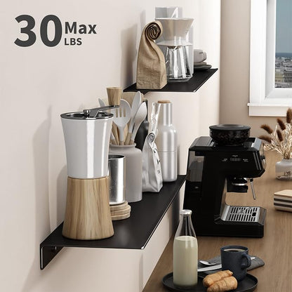 Danpoo 20 inch Long Metal Floating Shelves for Wall Organizer & Storage, Display Shelves for Bathroom, Living Room, Kitchen, Bedroom(Matte Black, 2-Pack)