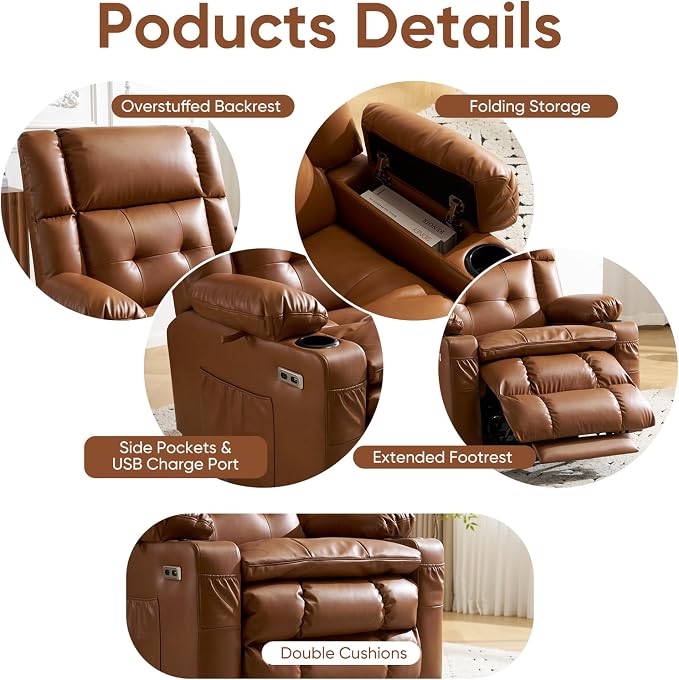 Dual Motor Power Lift Recliner Chair for Elderly with Massage and Heat, Oversized Lift Chair with Arm Storage, Lay Flat Lift Recliner for Adults, Big Tall, Infinite Position,Lving Room, Camel