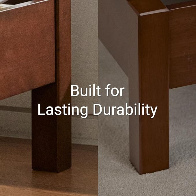 LIFEMENT Full Bed Frame Signature Wood Platform, Noise Free, Under Bed Storage, No Box Spring Needed, Easy Assembly, Cherry