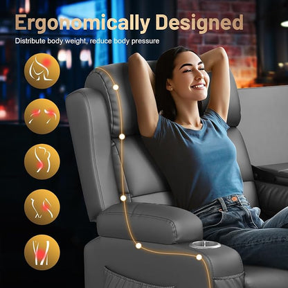 Loveseat Recliner Sofa, Home Theater Seating with Massage, 4 Seat Reclining Loveseats with USB, Wall Hugger RV Couch Movie Theater Chairs, RV Furniture Sofas with USB, Cup Holders for Gaming Room