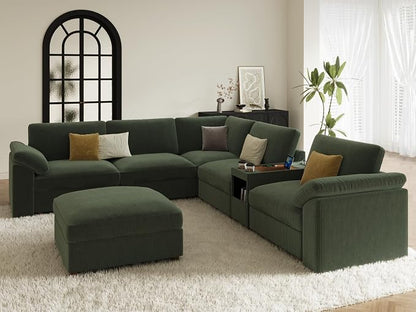 EASE MOOSE Oversized Sectional Modular Sofa, Extra Large v Shape Sectional Couch, Deep Seat Modular Cloud Couch,Removable Cover,Green