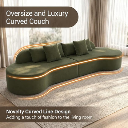 Oversized Modern Curved Cloud Couch Sectional, Boneless Compression Sofa, Modular Sectional Couches, High Density Foam Deep seat Couch with Pillows, Corduroy Sofa for Living Room Office