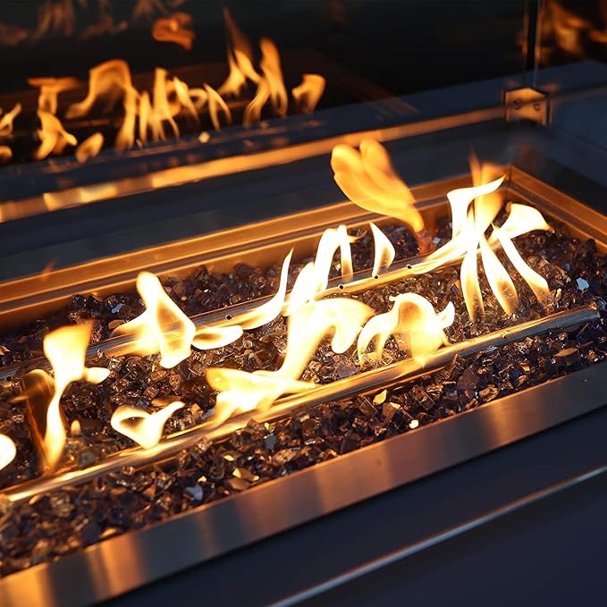 Onlyfire 10 lbs Fire Glass Rocks 1/2 Inch, Reflective Tempered Glass for Propane Fire Pit & Gas Fireplace, High Luster Firepit Glass Stones for Fire Table, Copper (Multicolor Options Available)