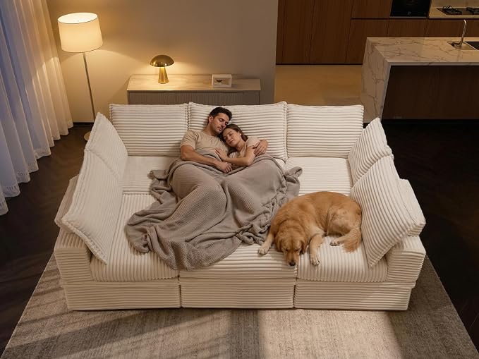 Upgrade Boneless Couch with Storage, Extra Deep&High Seat Modular Sectional Sofa 5 Seater U Shaped Couch with Ottoman, Tool-Free Assembly Sectional Couches for Living Room